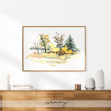  watercolour autumn scene giclée art print by SenayStudio.com