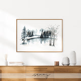 Winter scene watercolour painting by SenayStudio, senaystudio.com