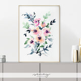 Beautiful Loose Watercolour Floral Painting Giclée Print by SenayStudio.com