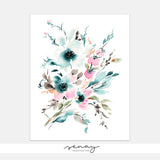 Pretty Watercolour Flowers 'Bettie' Giclée Art Print by SenayStudio.com