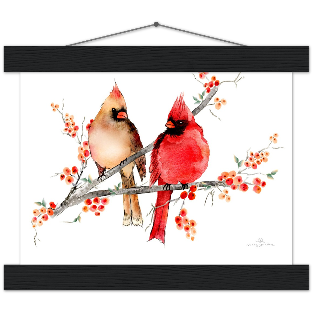 Mr and Mrs Cardinal Art Print & Hanger